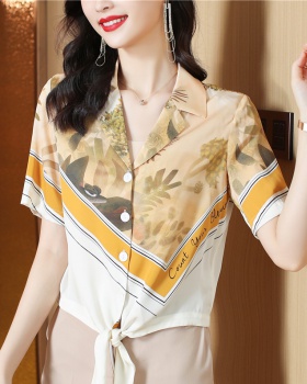 Floral unique shirt short sleeve tops for women