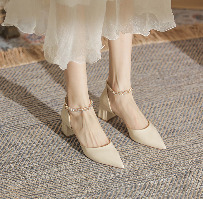 Thick high-heeled shoes sheepskin shoes for women