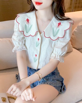 Maiden summer France style tops embroidered lace shirt