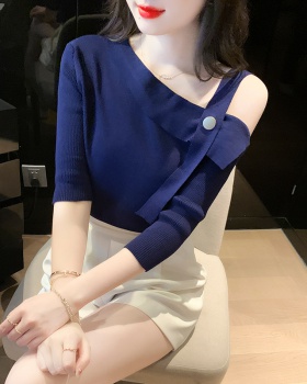 Ice silk sweater short sleeve tops for women