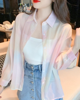 Long sleeve blooming coat summer thin shirt for women
