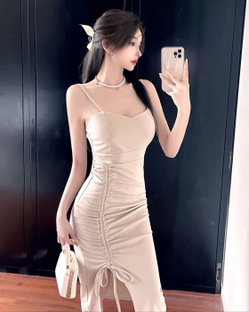 Sexy France style strap dress drawstring slim dress