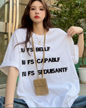 Summer loose T-shirt white Korean style tops for women