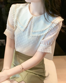Doll collar short sleeve tops summer small shirt