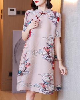 Fold printing large yard dress for women