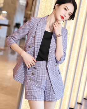 Plaid business suit fashion pants 2pcs set for women