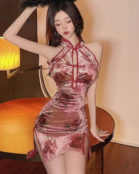 Strapless retro slim dress spicegirl sexy cheongsam