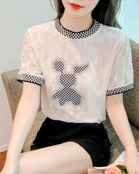 Thin short sleeve sweater lace summer tops for women