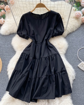 Short puff sleeve doll pure simple summer loose dress