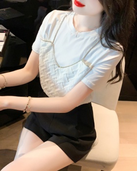 Stereoscopic pure cotton T-shirt short sleeve tops for women