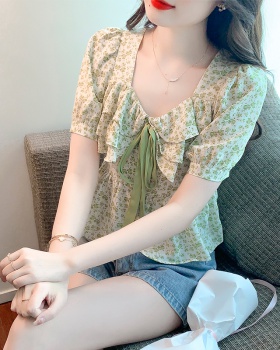 Short sleeve floral small shirt summer unique tops for women