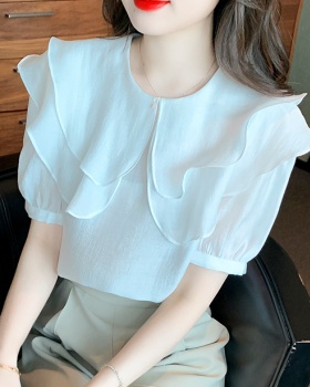 Short sleeve shirt doll collar tops for women