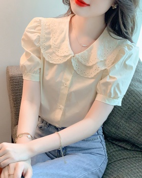Doll collar tops short sleeve shirt for women