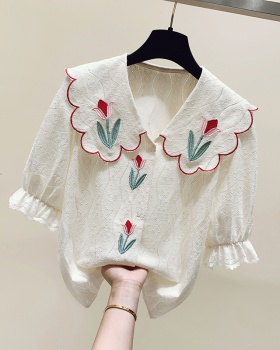 Summer maiden lace embroidered France style shirt