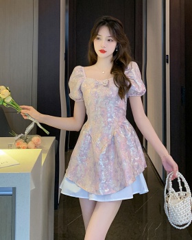 Court style pinched waist lady dress summer dress for women