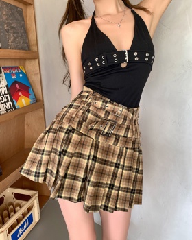 All-match pleated short skirt high waist slim skirt
