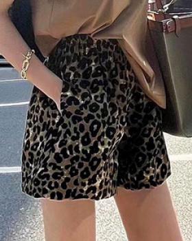 Leopard loose shorts summer wide leg pants for women