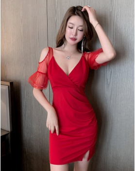 Package hip low-cut strapless sexy slim dress for women