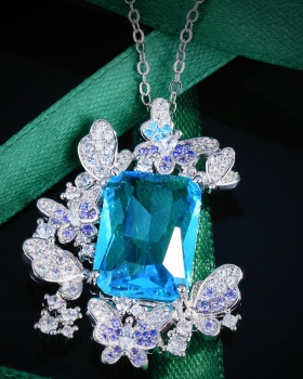 Autumn pendant bow sapphire beautiful necklace for women