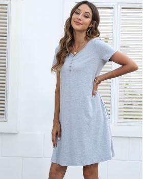 V-neck loose spring and summer pure dress