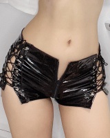Sexy zip Sexy underwear patent leather shorts for women