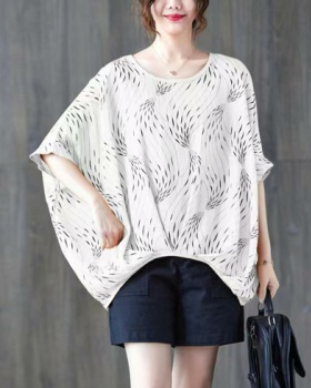 Large yard printing pullover round neck loose tops