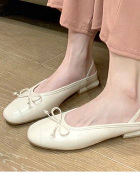 Spring and summer maiden low bow square head shoes for women