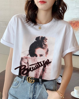 Korean style pure cotton T-shirt loose tops for women