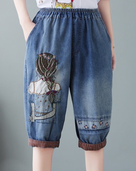 Large yard denim five pants summer cartoon shorts for women