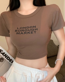 Letters slim tops summer short T-shirt for women