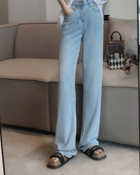 Light-blue summer slim show high straight pants jeans