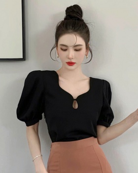 France style puff sleeve T-shirt summer tops for women