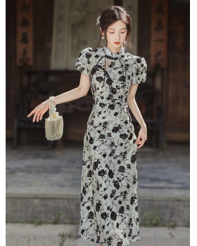 Summer maiden cstand collar cheongsam pullover colors ink dress