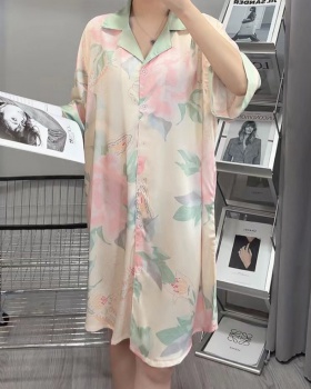 Casual small lapel spring and summer night dress for women