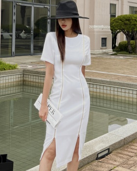 Double zip long dress Korean style dress for women