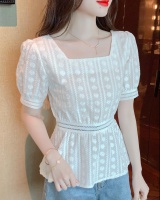 Summer square collar tops lace small shirt for women