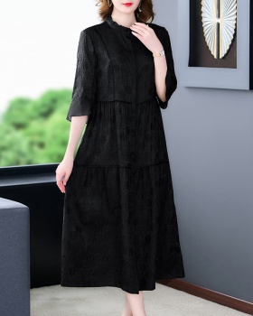 Short sleeve spring and summer dress colors black long dress
