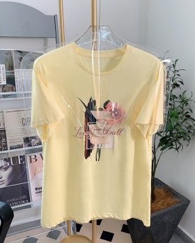 Beading loose printing T-shirt tender unique tops for women