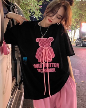 Pure cotton black T-shirt cubs tops for women
