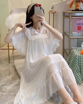 Thin short sleeve night dress white dress for women