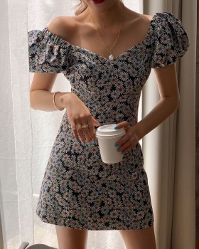 Summer pinched waist T-back daisy spring dress for women