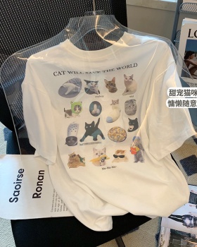 Kitty summer T-shirt pure cotton tops for women