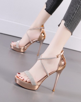 Sexy rhinestone high-heeled shoes summer platform