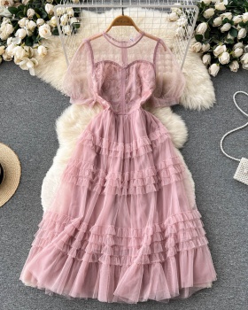 Pinched waist summer slim sweet France style dress for women