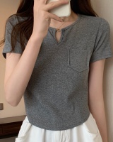 Pure all-match tops slim short sleeve T-shirt for women