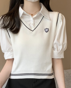 Short sleeve Korean style knitted tops