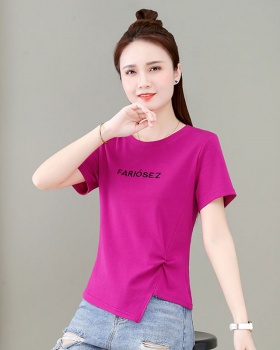 Summer rose-red tops short T-shirt for women