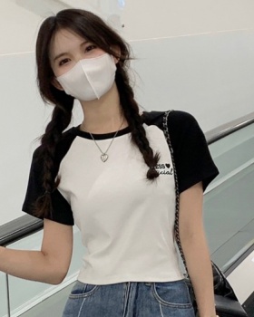 Raglan short tops Korean style mixed colors T-shirt for women