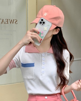 Short sleeve summer tops slim Korean style small shirt for women