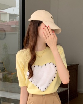 Short sleeve round neck sweater Korean style tops for women